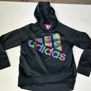 adidas Kids Black Hoodie with Rainbow Logo